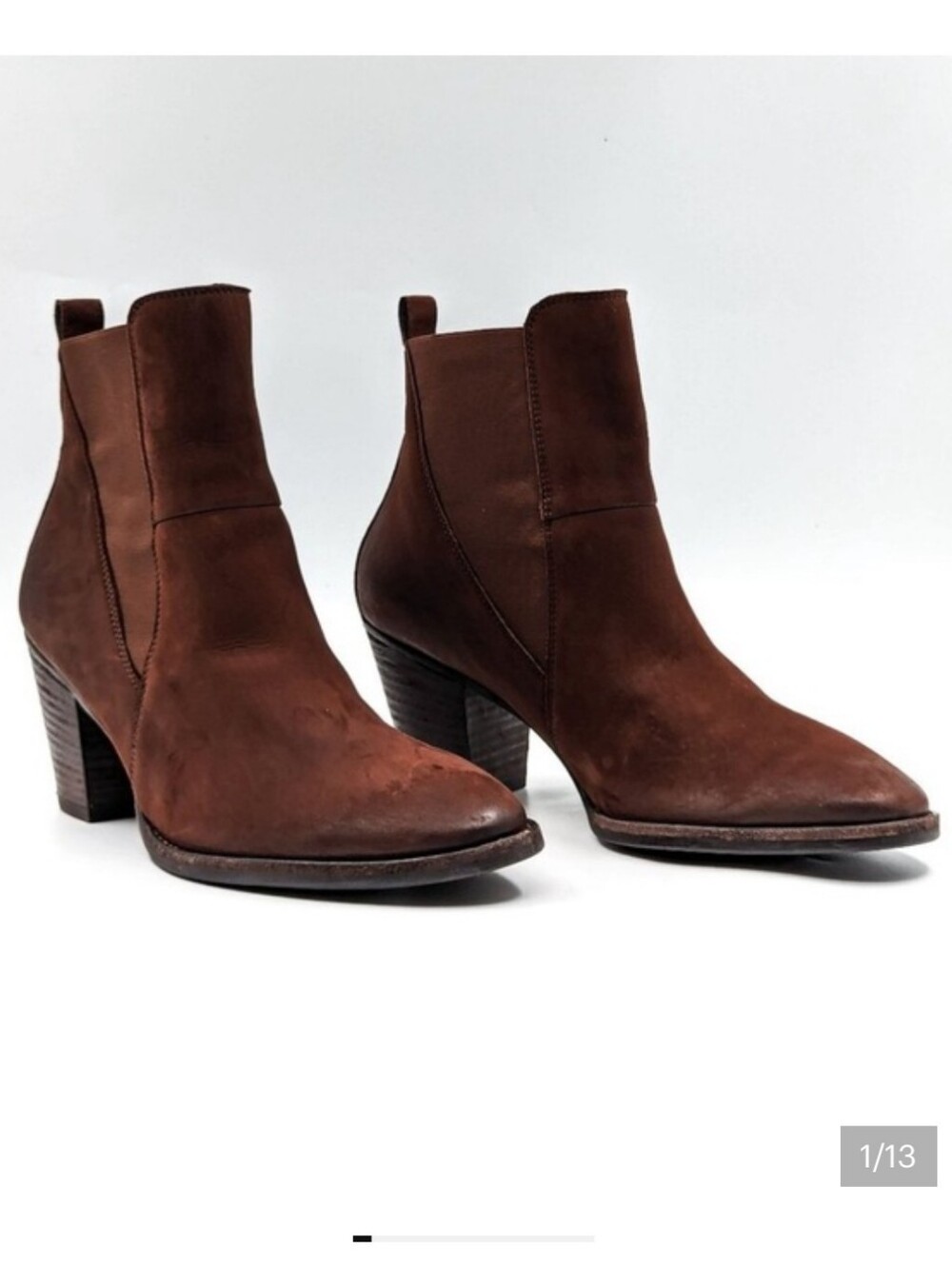 Paul Green Jules Brown Leather Bootie Heel Boots 8